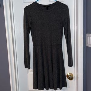 Forever 21 Grey Long Sleeve Skater Dress - Size Small